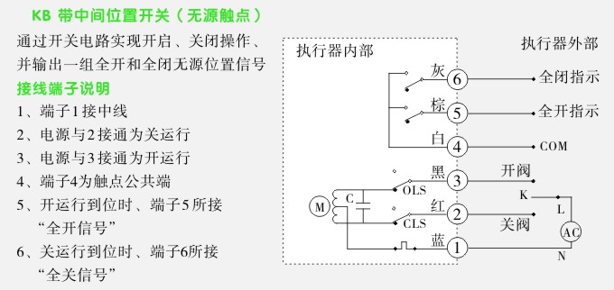 B带一组无源触点 全开全闭中间位置开关信号