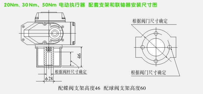 YTDZ智能电动球阀安装示意图：1