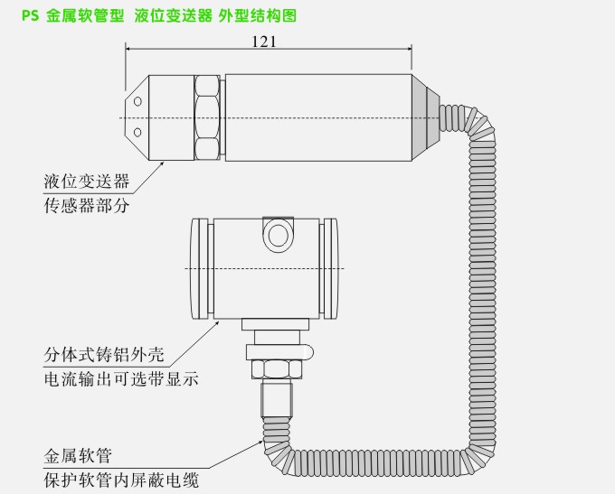 投入式法兰液位变送器安装示意图2