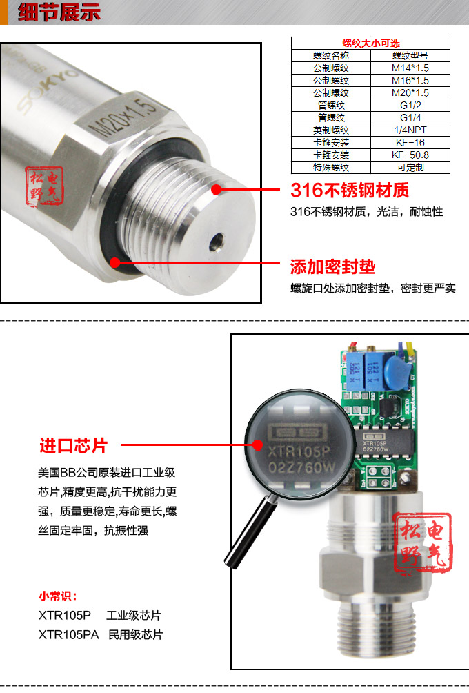 专用压力变送器,PG1300恒压供水压力传感器细节图1