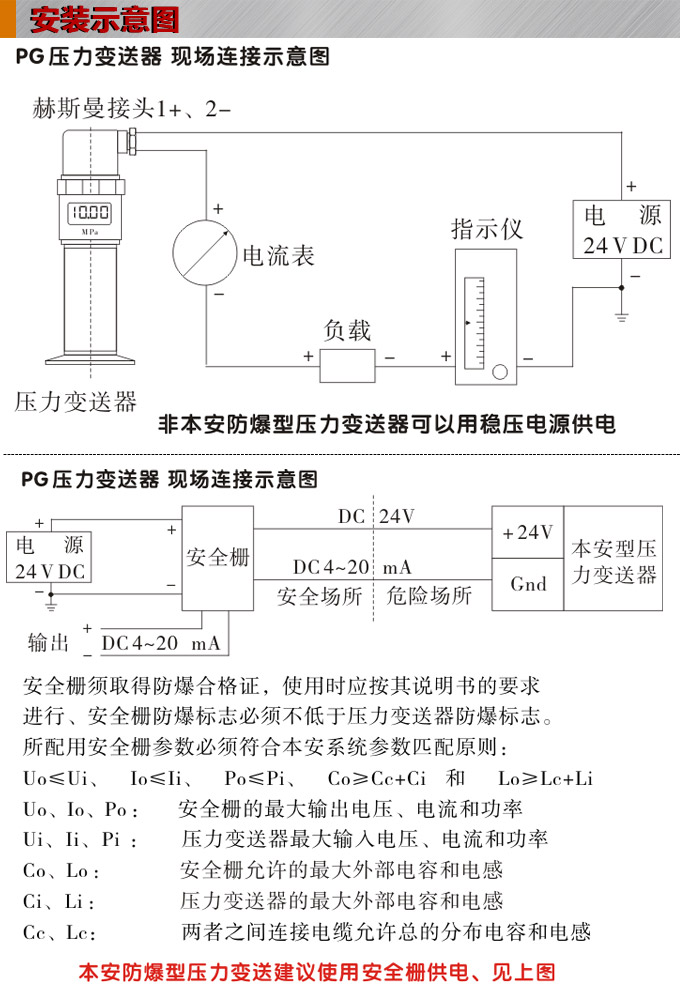 卡箍压力变送器,PG6300Q数显压力传感器安装示意图