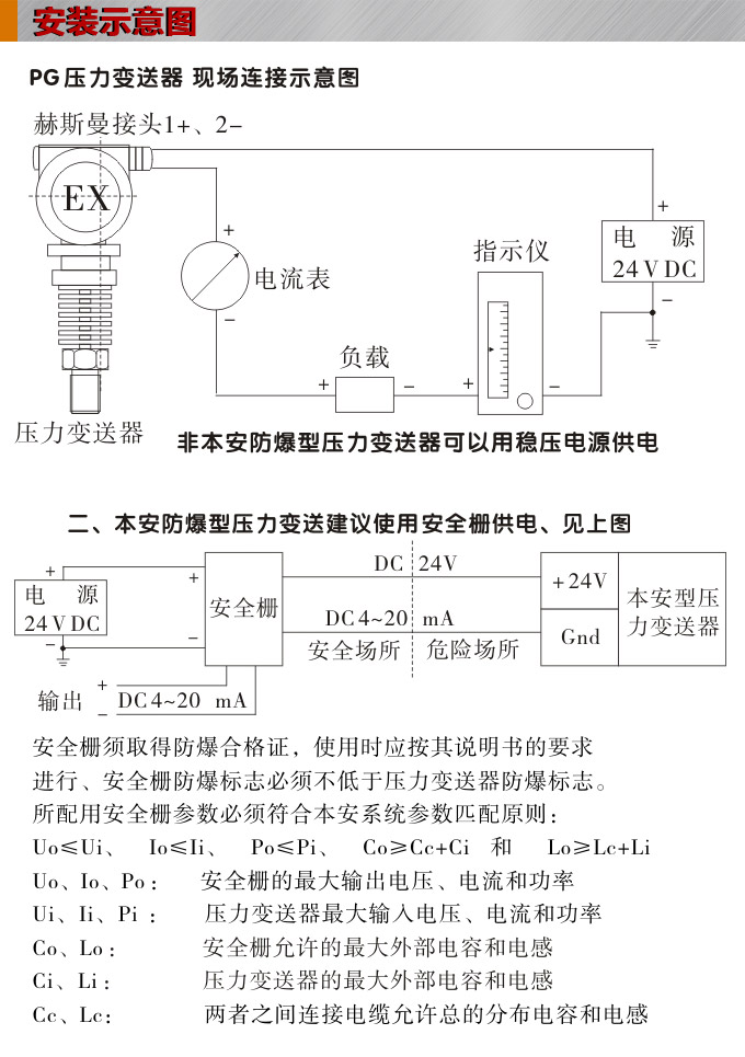 高温压力传感器,PG1300GY高温压力变送器安装示意图