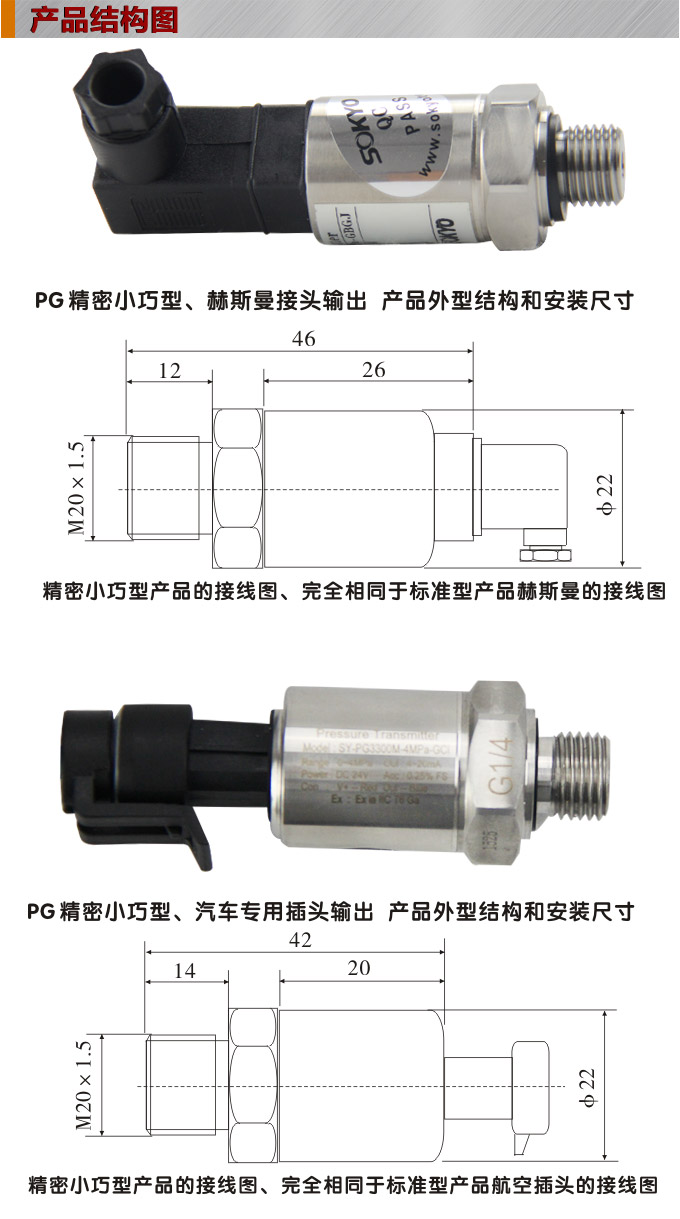 防爆压力变送器,PG1300M本安精密压力传感器结构图