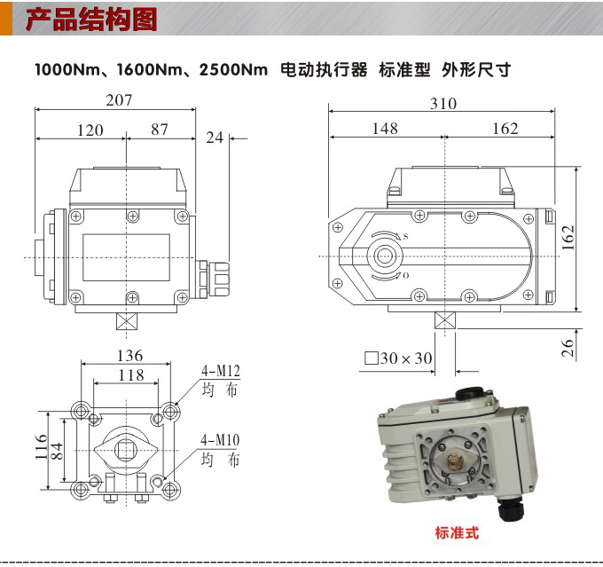 电动执行器,电动头,YTDG-RS2500电动执行机构结构图,标准式