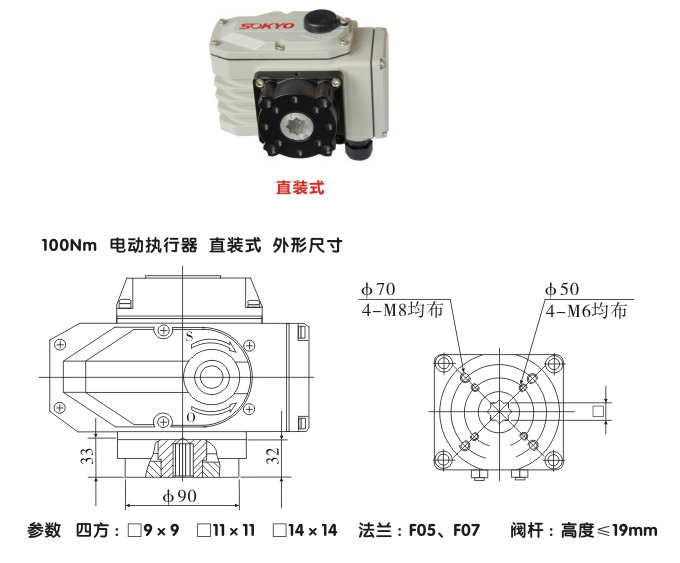 电动执行器,电动头,YTDG-RS100电动执行机构结构图,直装式