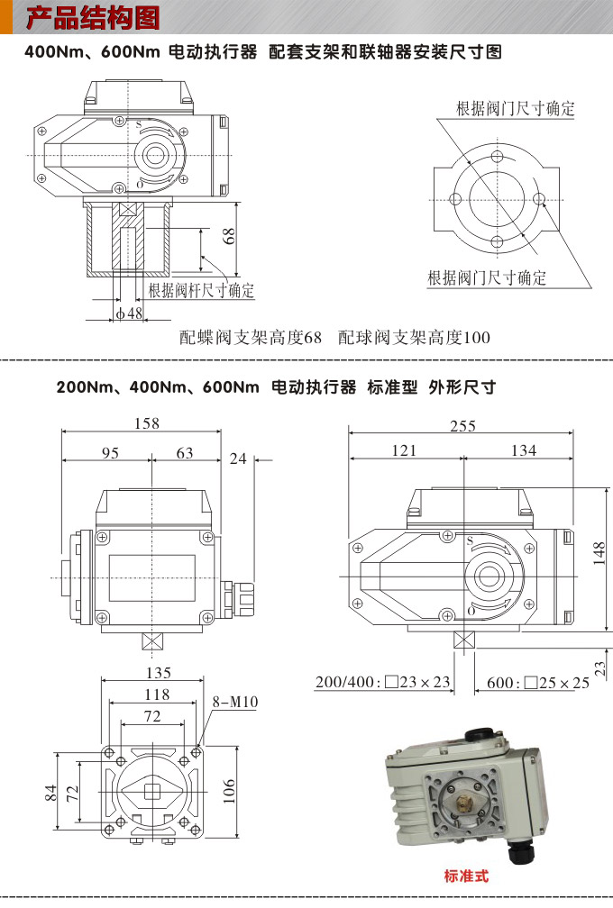 电动执行机构,YTDG-RKB400电动执行器,电动头结构图,标准式