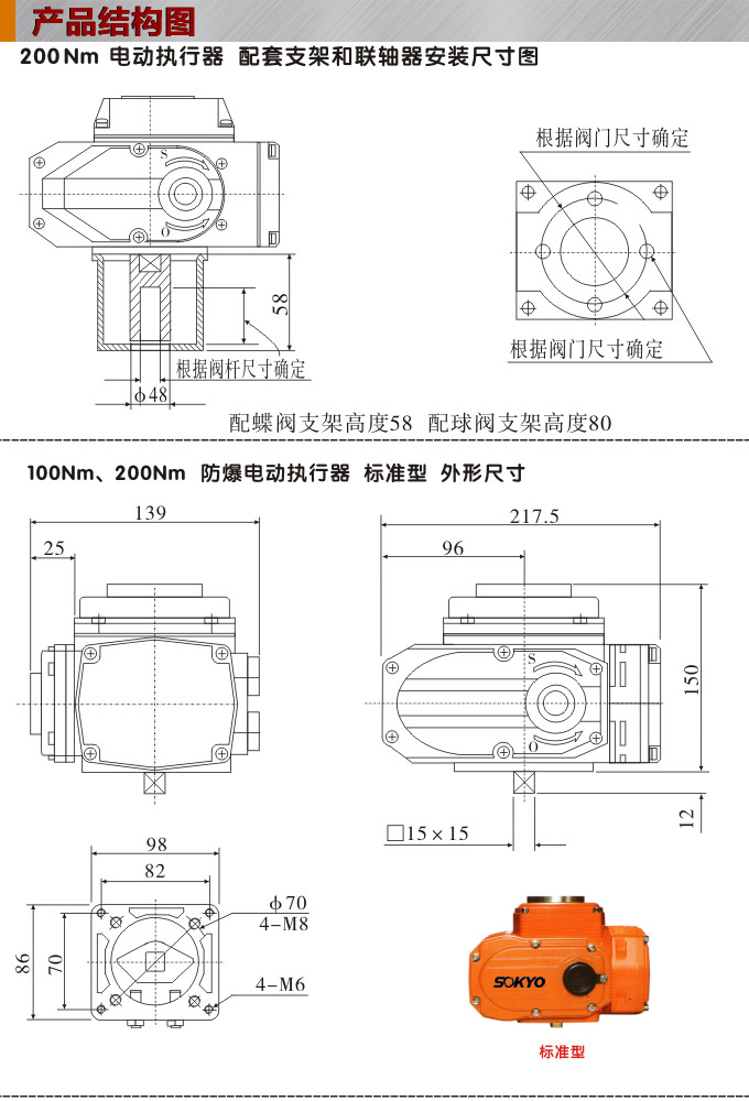 防爆电动头,YTEx-RKB200防爆电动执行器结构图,标准式