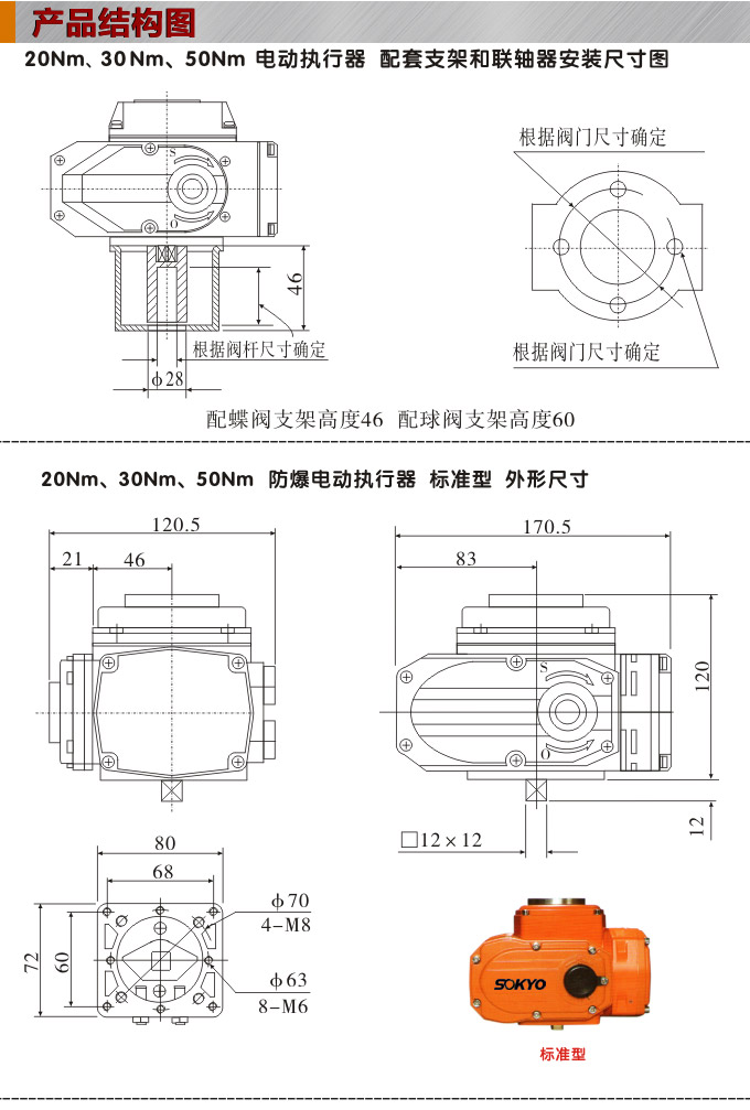 防爆电动头,YTEx-RKB50防爆电动执行器结构图,标准式