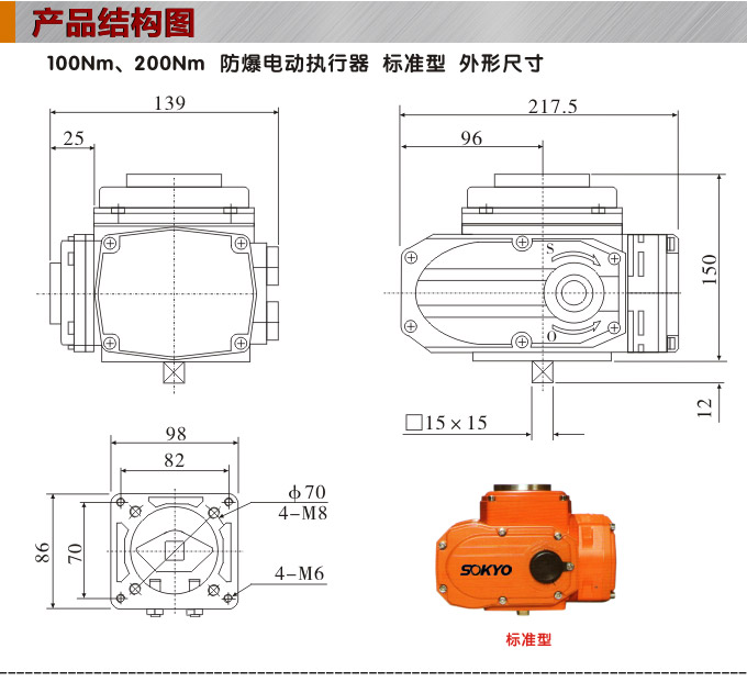  防爆电动头,YTEx-RS100防爆电动执行器结构图,标准式