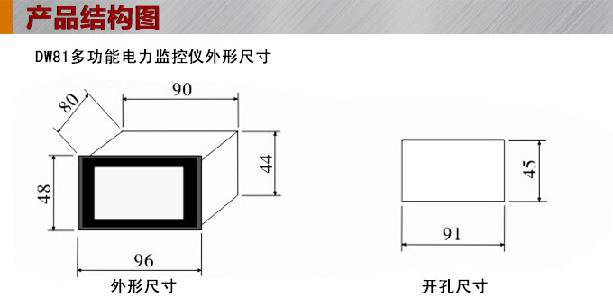 单相多功能表,DW81-1000单显多功能电力仪表结构图