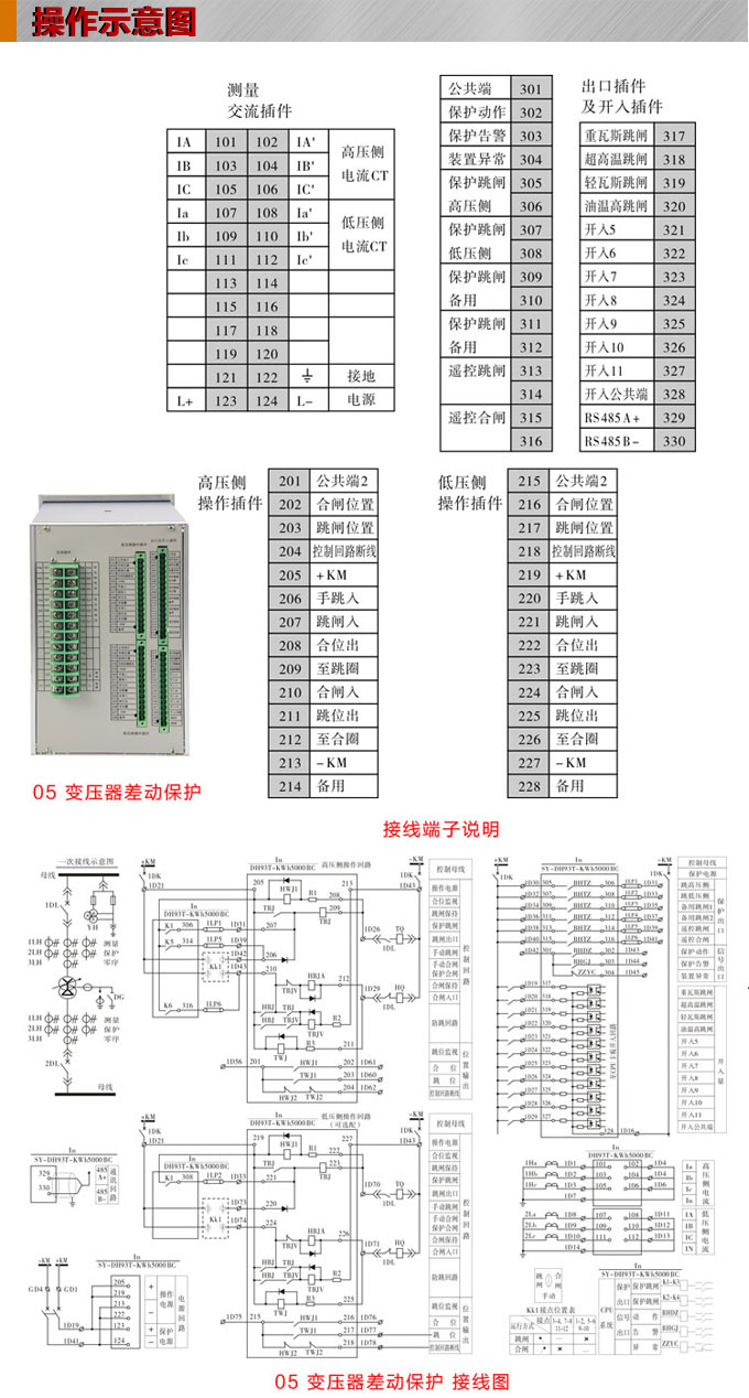 差动保护,DH93变压器差动保护装置,综保操作示意图