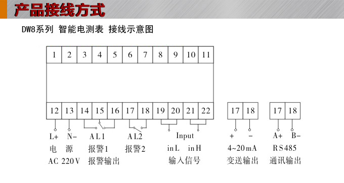 直流电流表,DW8超大数显电流表接线图