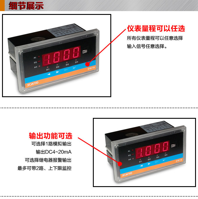 数字功率因数表，DW16单相功率因数表产品细节图1