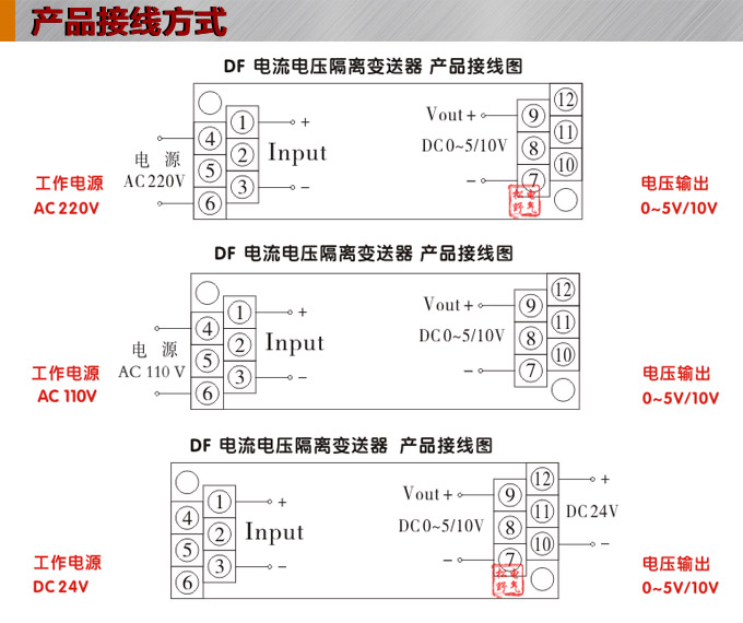 电压变送器,DF电压隔离变送器,电量隔离变送器接线方式