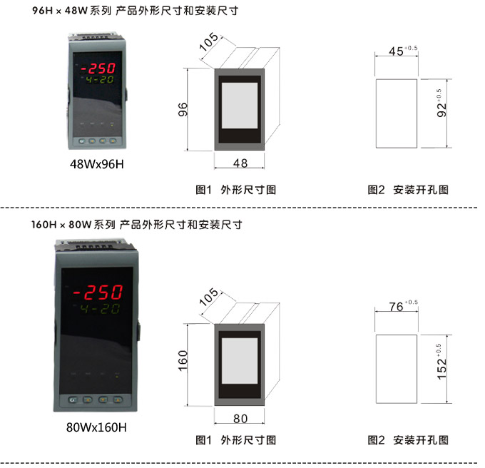 传感器数显表，DT100简易型单回路显示控制仪产品结构图2