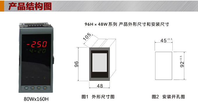 数显控制仪,DT306智能单回路数显表,单回路数显控制仪产品结构图