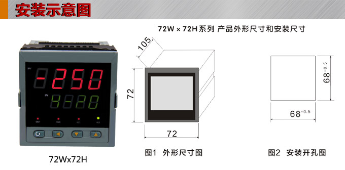 数显控制仪，DT307智能单回路数显表，单回路数显控制仪安装示意图