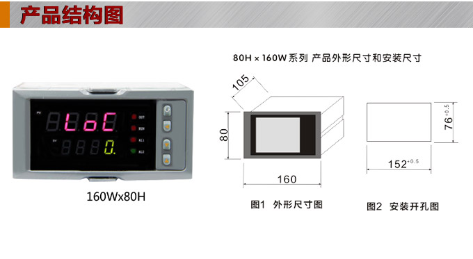 数显控制仪，DT316智能单回路数显表，单回路数显控制仪产品结构图