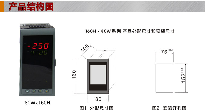 数显控制仪，DT320智能单回路数显表，单回路数显控制仪产品结构图