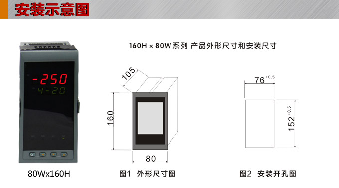 数显控制仪，DT320智能单回路数显表，单回路数显控制仪安装示意图