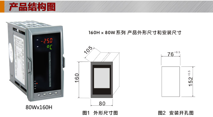  智能数显表，DT320G 单光柱数显控制仪，单回路数显控制仪产品结构图