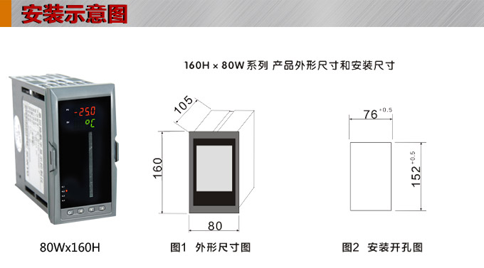  智能数显表  ,DT320G单光柱数显控制仪，单回路数显控制仪安装示意图