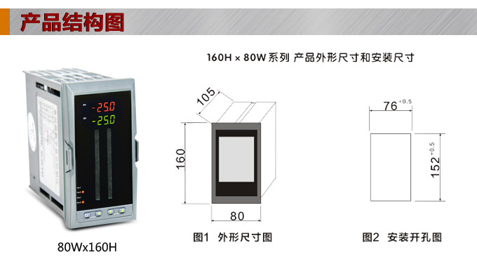  智能数显表，DT420G双光柱数显控制仪，双回路数显控制仪产品结构图