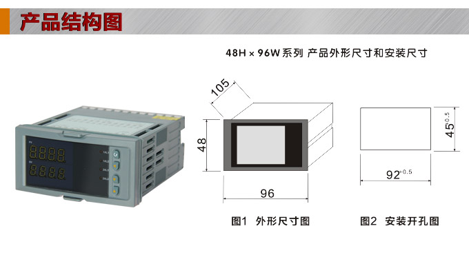 数显控制仪，DT406智能双回路数显表，双回路数显控制仪产品结构图