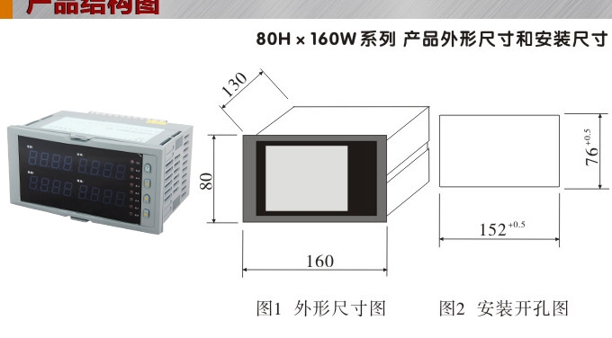 数显控制仪，DT516智能四回路数显表，多回路巡检控制仪产品结构图