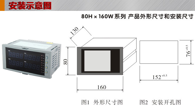 数显控制仪，DT516智能四回路数显表，多回路巡检控制仪安装示意图