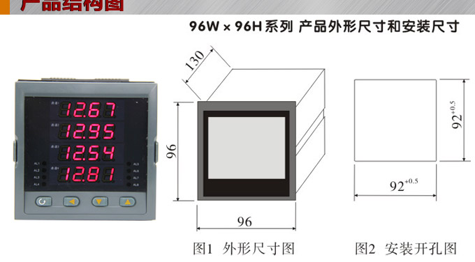 数显控制仪，DT509智能四回路数显表，多回路巡检控制仪产品结构图