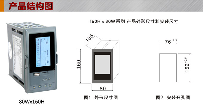 液晶汉显控制仪，DT520四回路液晶显示表，液晶显示控制仪 产品结构图  