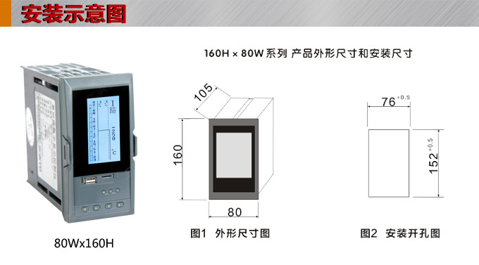 液晶汉显控制仪，DT520四回路液晶显示表，液晶显示控制仪  安装示意图