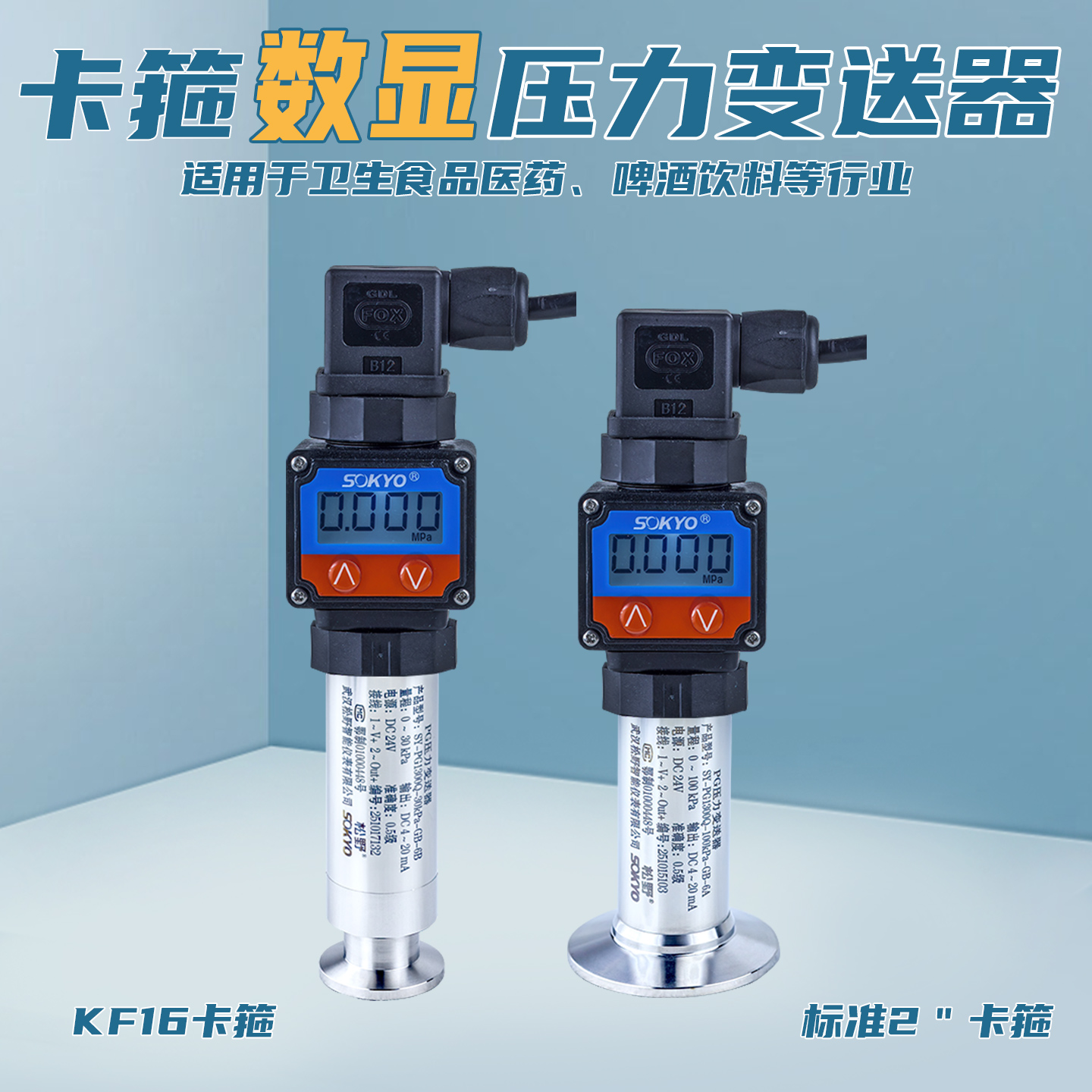  卡箍压力变送器,PG6300Q数显压力传感器产品宣传